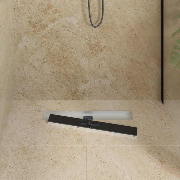 vidaXL Du&scaron;ivoolik klaaskattega ja 360&deg; sifooniga Must 60 cm