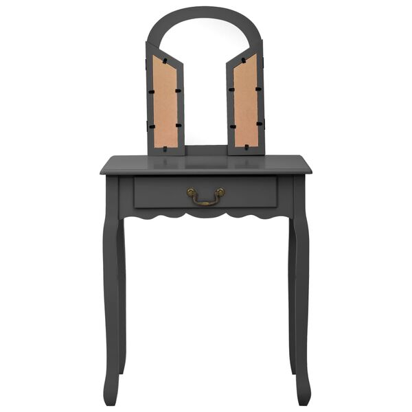 vidaXL tualettlaud taburetiga, hall 65x36x128 cm, Paulownia puit, MDF