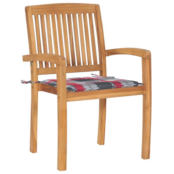 vidaXL virnastatavad patjadega aiatoolid, 6 tk, tiikpuu