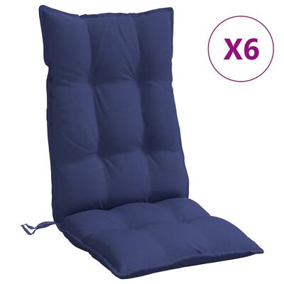 vidaXL kõrge seljatoega toolipadjad 6 tk, tumesinine, oxford kangas