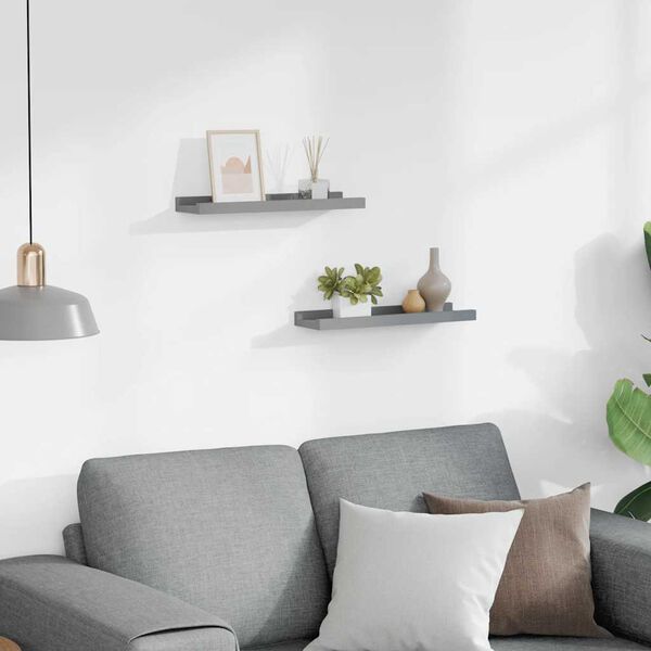 vidaXL pildiraami seinariiulid 2 tk, hall, 40 x 9 x 3 cm MDF