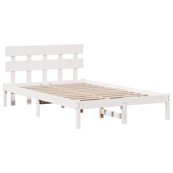 vidaXL Voodi raam peaga Valge 120 x 200 cm M&auml;nnipuit