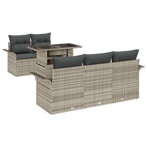 vidaXL Aia Diivanikomplekt padjaga 6 pcs Helehall Pol&uuml; Rattan