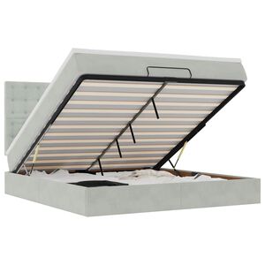 vidaXL Ottomani voodiraam madratsitega, helehall, 160x200 cm, samet