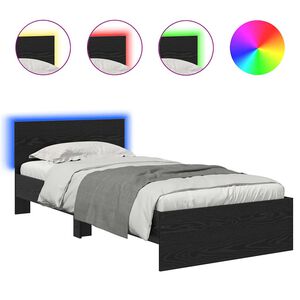 vidaXL Voodi raam LED -ribatuledega Must tamm 100 x 200 cm Tehispuit