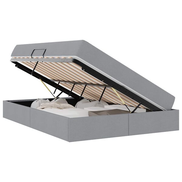 vidaXL Voodi hoiukohaga ja madratsiga Helehall 140 x 200 cm Pol&uuml;ester