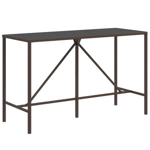 vidaXL baarilaud klaasplaadiga, pruun, 180 x 70 x 110 cm, pol&uuml;rotang