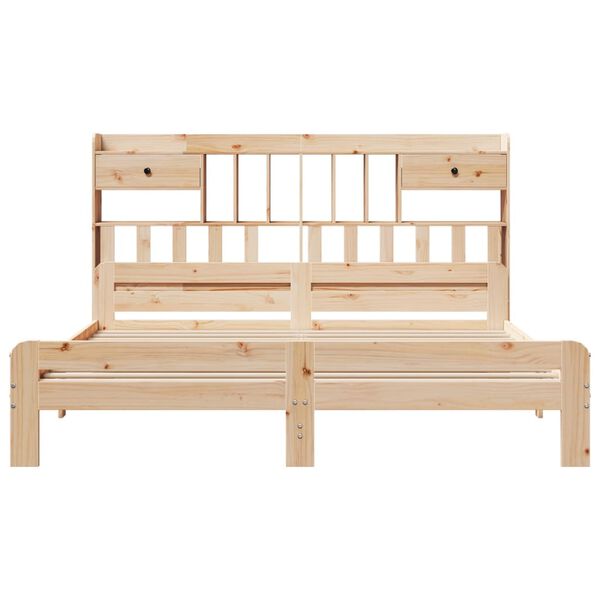 vidaXL riiuliga voodi ilma madratsita, vahapruun, 75x190 cm, männipuit