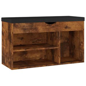 vidaXL jalatsipink padjaga, suitsutatud tamm 80x30x47 cm tehispuit