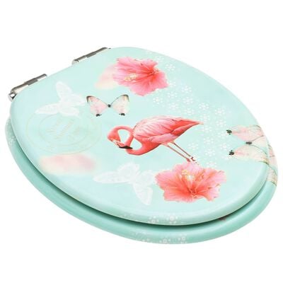 vidaXL WC prill-laud vaikselt sulguv, MDF, flamingodisainiga