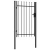 vidaXL ühepoolne aiavärav vaiadega, teras, 1 x 1,5 m, must