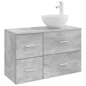 vidaXL Vannitoa m&ouml;&ouml;bleset 2 pcs Betoonhall Tehispuit