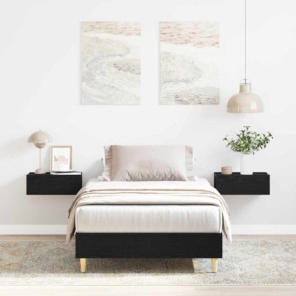 vidaXL Voodi raam Must tamm 193 x 93 x 25 cm Tehispuit