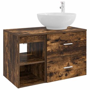 vidaXL Vannitoa m&ouml;&ouml;bleset 2 pcs Suitsutatud tamm Tehispuit