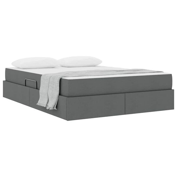 vidaXL Voodi hoiukohaga ja madratsiga Tumehall 140 x 200 cm Polüester