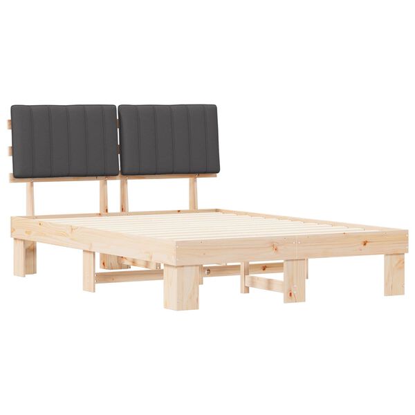 vidaXL Voodiraam Pehme Peatoega peaga Tumehall 140 x 190 cm Tahke m&auml;nd