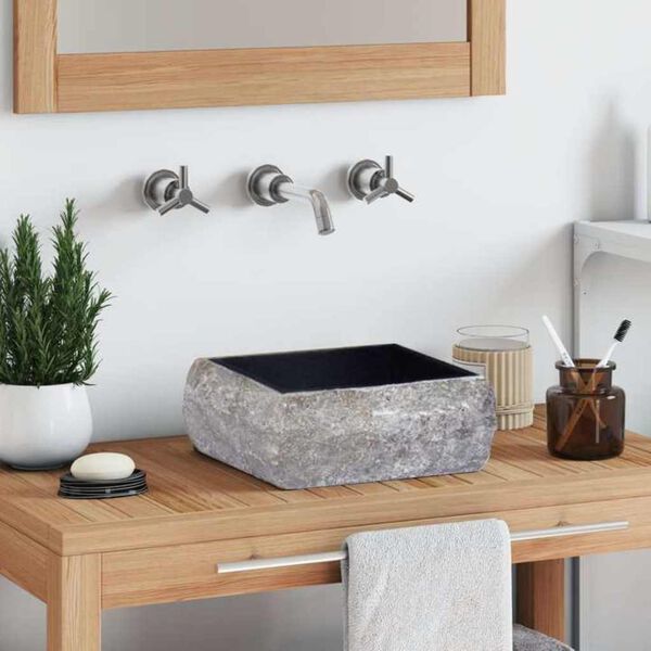 vidaXL valamu, must, 30x30x13 cm, marmor