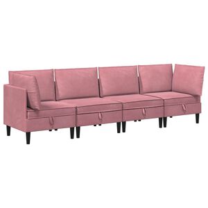 vidaXL Elutoa m&ouml;&ouml;bliseade padjaga ladustamisega 4 pcs Roosa Samet