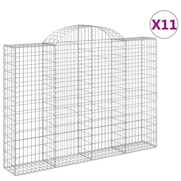 vidaXL kaarekujulised gabioonkorvid 11 tk, 200x30x140/160 cm, raud