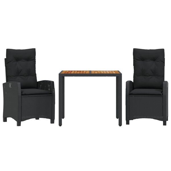 vidaXL 9-osaline aiam&ouml;&ouml;bli komplekt patjadega, must, pol&uuml;rotang