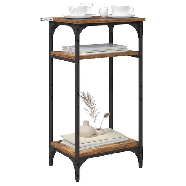 vidaXL K&uuml;lglaud riiuliga Vana puit 40 x 30 x 75 cm Tehispuit