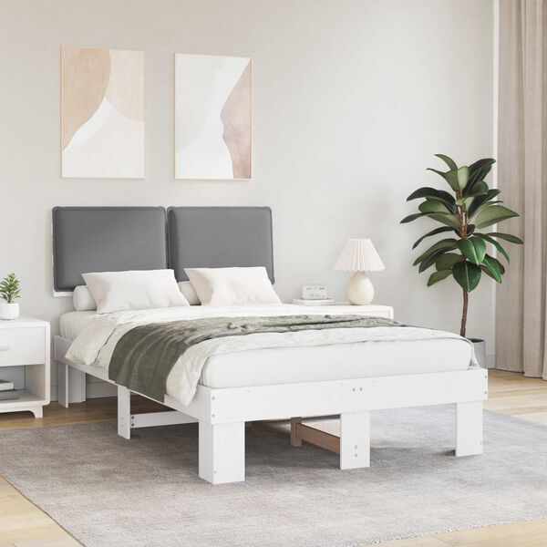 vidaXL Voodiraam Pehme Peatoega peaga Helehall 120 x 200 cm Tahke m&auml;nd