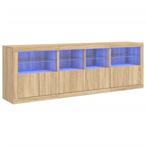 vidaXL puhvetkapp LED-tuledega, Sonoma tamm, 202 x 37 x 67 cm