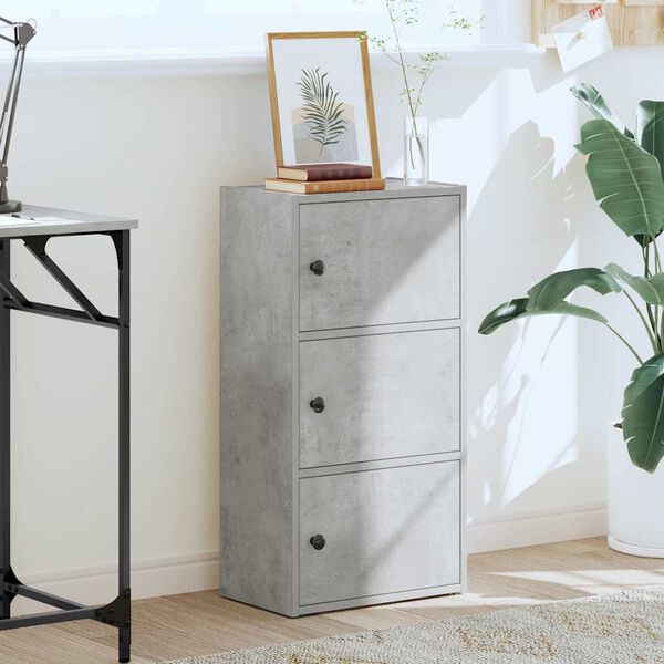 vidaXL raamatualus, betoonhall, 40x24x77 cm, tehispuit