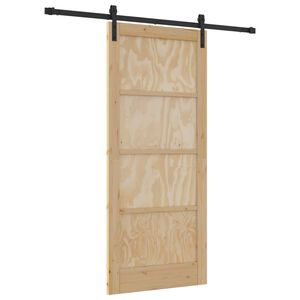 vidaXL Libisev uks Naturaalne ja must 86 x 198,5 cm Toekas m&auml;nnipuit