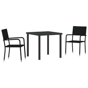 vidaXL Aia s&ouml;&ouml;gilaudade komplekt padjaga 3 pcs Must pol&uuml;rotang
