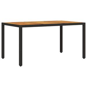 vidaXL aialaud akaatsiapuidust plaadiga, must, 150x90x75 cm, PE-rotang