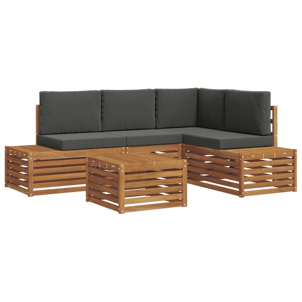 vidaXL V&auml;li diivanikomplekt padjaga 5 T&uuml;kk Looduslik ja antriit