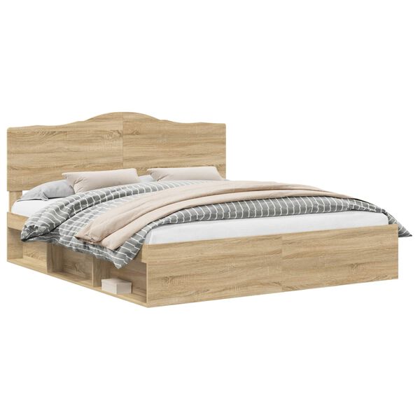 vidaXL Voodi raam peaga Sonoma 180 x 200 cm Tahke m&auml;nd