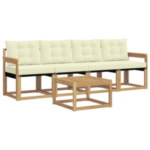 vidaXL V&auml;li diivanikomplekt padjaga 5 pcs Valge ja kreemjas