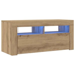 vidaXL telerialus LEDiga, k&auml;sit&ouml;&ouml;tamm, 90x35x40 cm, tehispuit