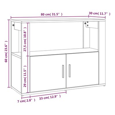 vidaXL puhvetkapp, kõrgläikega valge, 80 x 30 x 60 cm, tehispuit