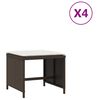 vidaXL aiatoolid koos istmepatjadega 4 tk, pruun, 40x40x35 cm, rotang