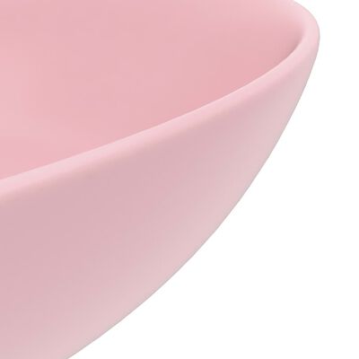 vidaXL vannitoavalamu keraamiline, matt roosa, ümmargune