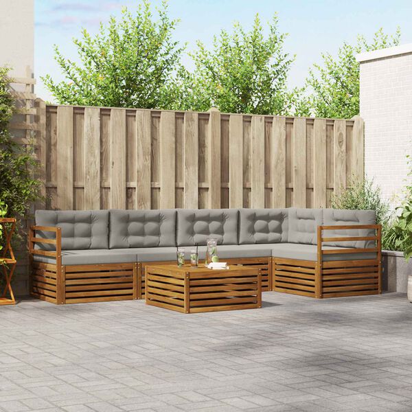 vidaXL V&auml;li diivanikomplekt padjaga 6 pcs Looduslik ja Hele Hall