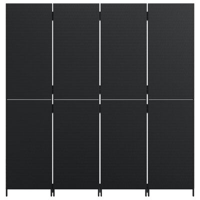 vidaXL 4 paneeliga ruumijagaja, must, polürotang