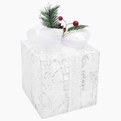 vidaXL dekoratiivsed jõulukingikarbid 3tk, valge, õue ja tuppa