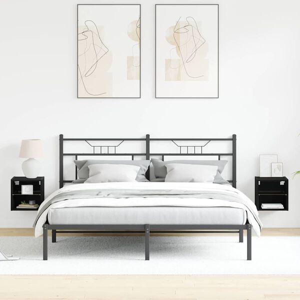 vidaXL LED seinamine &ouml;&ouml;kapp koos Seinale kinnitatav Must Tehispuit