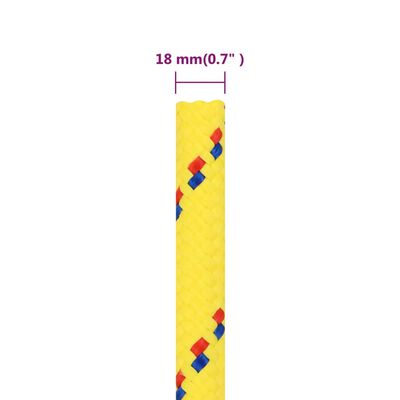 vidaXL paadiköis, kollane, 18 mm, 25 m, polüpropüleen