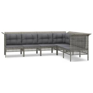 vidaXL 6-osaline aiam&ouml;&ouml;bli komplekt patjadega, hall, pol&uuml;rotang