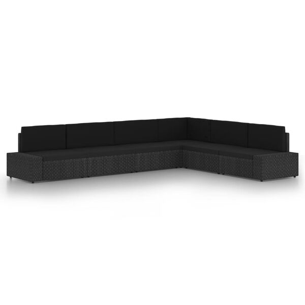 vidaXL 6-osaline aiam&ouml;&ouml;blikomplekt patjadega, must, pol&uuml;rotang