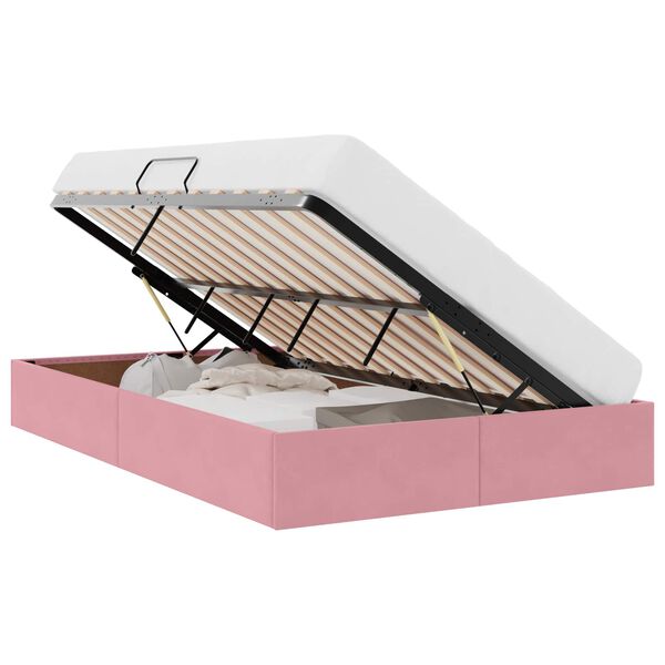 vidaXL Laos voodi ladustamisega Roosa 120 x 200 cm Samet