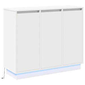 vidaXL LED Kummuti LED -ribatuledega Valge 90 x 32 x 75 cm Tehispuit