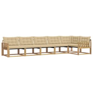 vidaXL V&auml;li diivanikomplekt padjaga 6 pcs Valge ja Beez