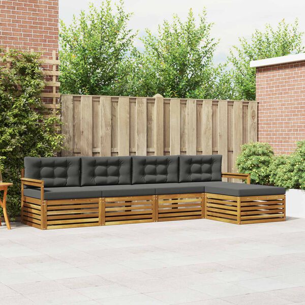 vidaXL V&auml;li diivanikomplekt padjaga 5 pcs Looduslik ja antriit