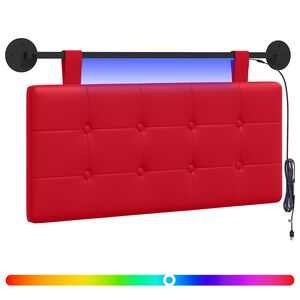 vidaXL Rippuv voodipeats LED-valgustusega Punane Kunstnahk